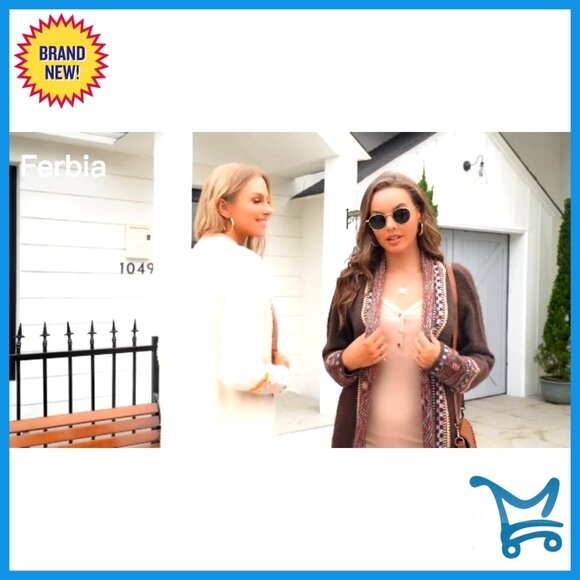 Long Open Front Cardigan Sweater, Oversized Fit, Acrylic Knit, Tassel Fringe - Picture 5 of 6